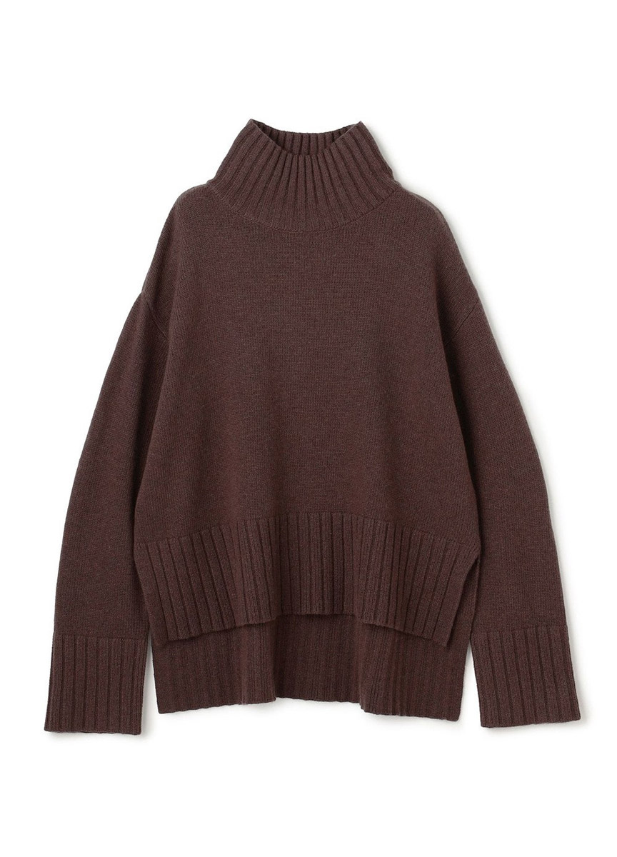 前短後長高領毛衣